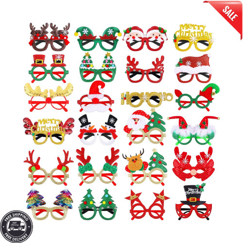 Christmas glitter eyeglasses - christmas,